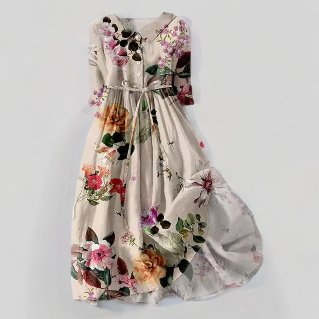 Ayesha - Robe midi à imprimé floral avec laçage