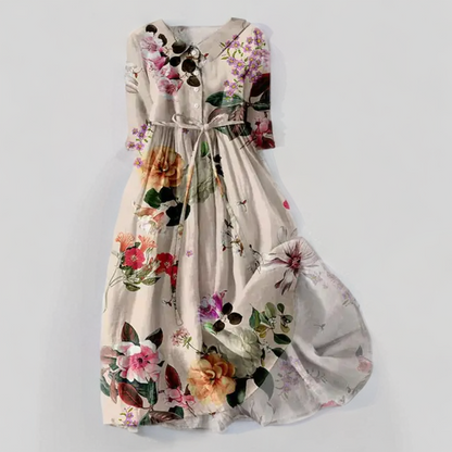 Ayesha - Robe midi à imprimé floral avec laçage