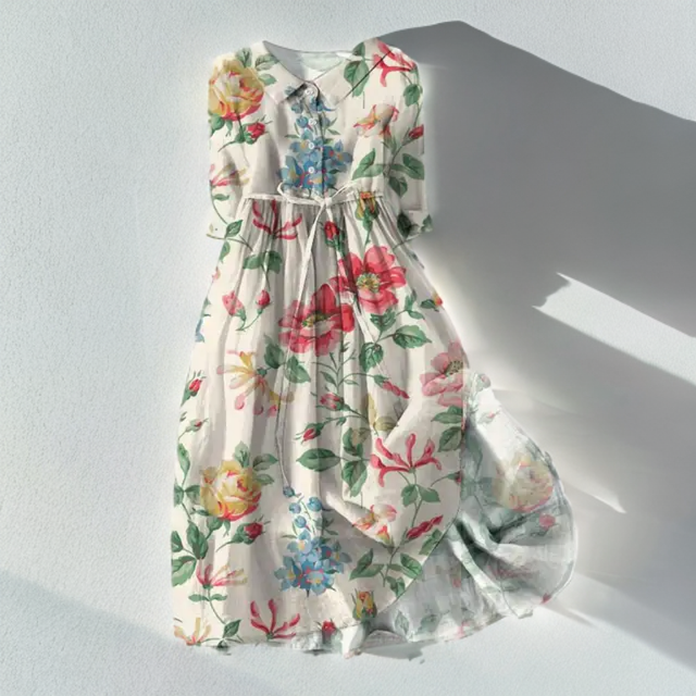 Ayesha - Robe midi à imprimé floral avec laçage