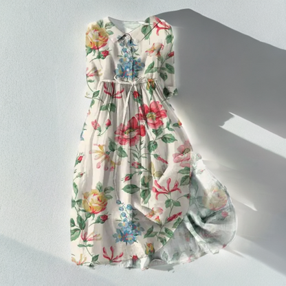 Ayesha - Robe midi à imprimé floral avec laçage