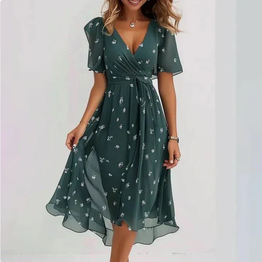 Robe à col en V pour femmes