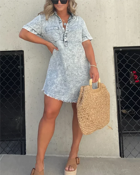 Robe chemise-blouse en denim