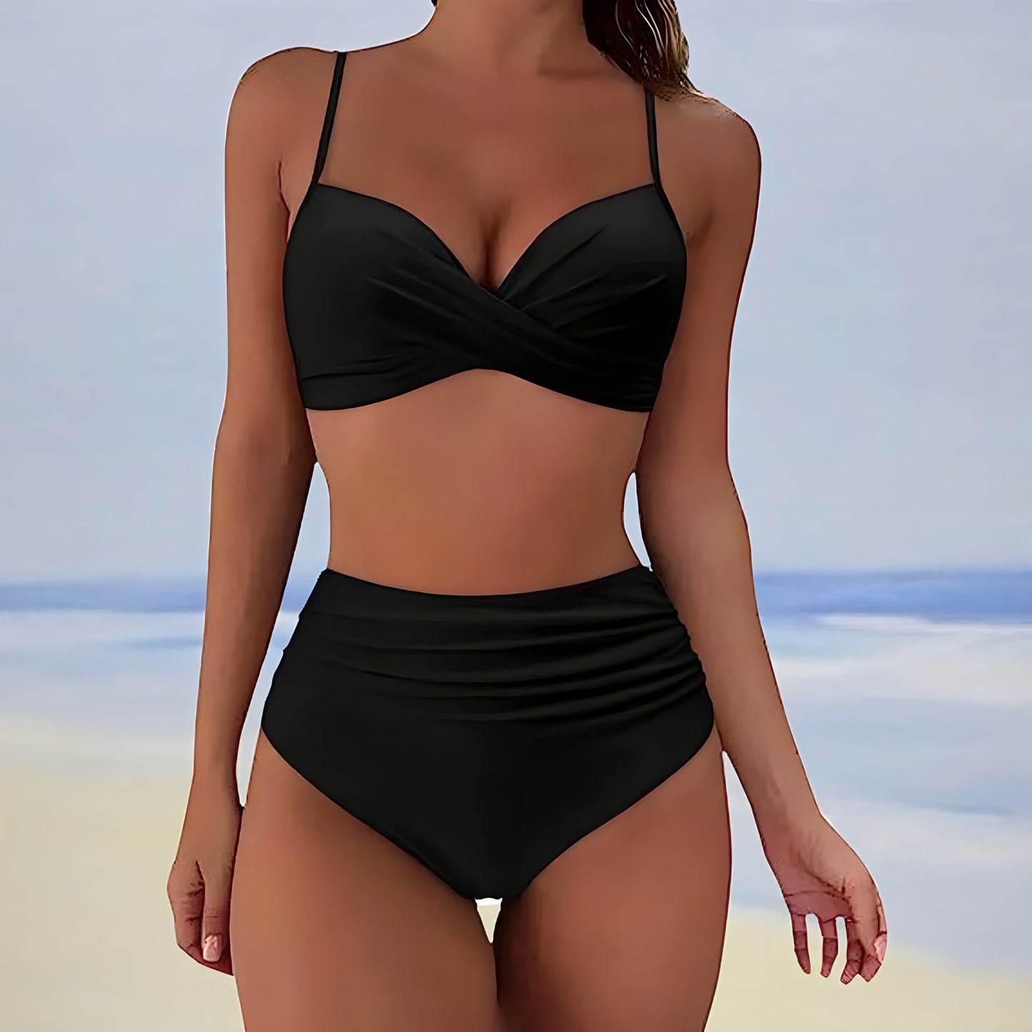 - Bikini taille haute avec top torsadé