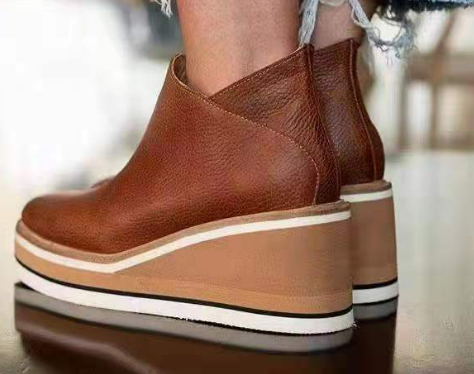 Bottes à Plateforme et Semelle Compensée avec Bande Élastique - Confort Slip-On