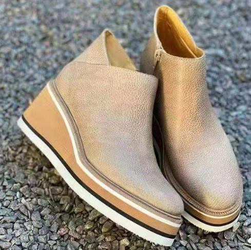 Bottes à Plateforme et Semelle Compensée avec Bande Élastique - Confort Slip-On