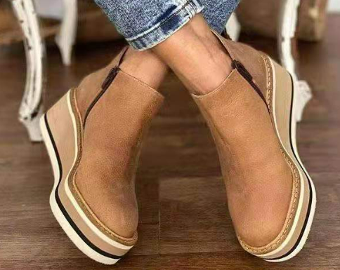 Bottes à Plateforme et Semelle Compensée avec Bande Élastique - Confort Slip-On