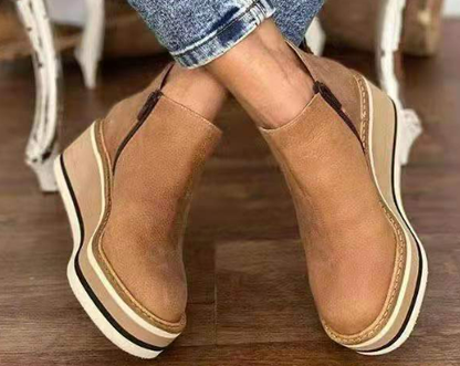 Bottes à Plateforme et Semelle Compensée avec Bande Élastique - Confort Slip-On