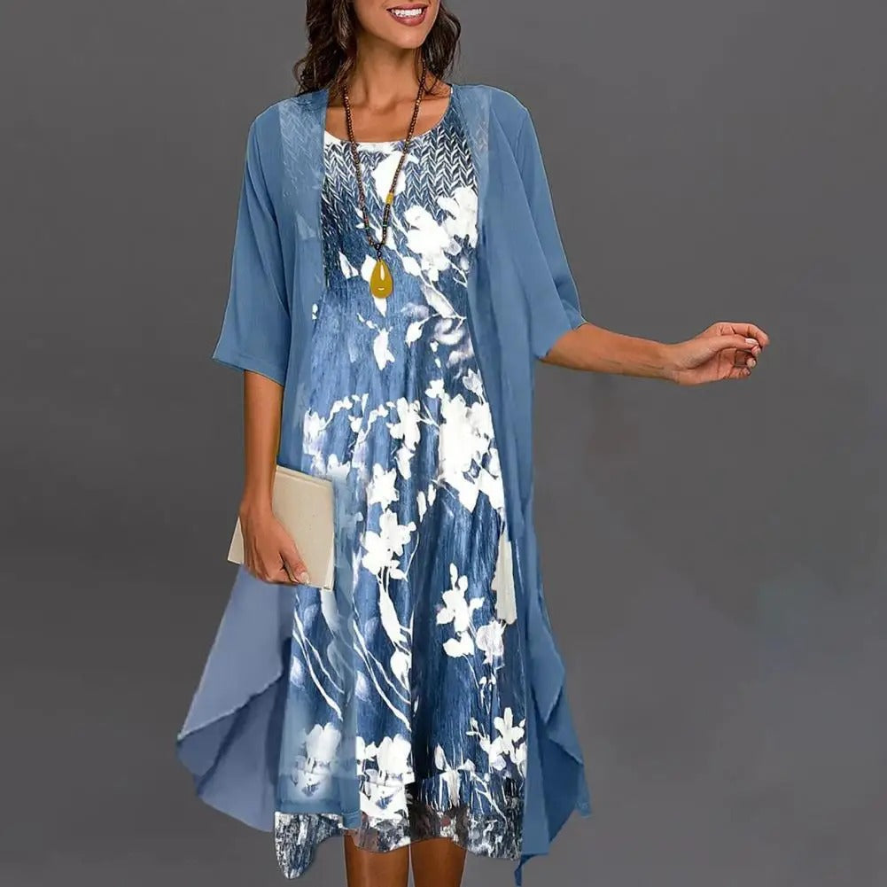 Robe d'été vintage à imprimé floral et élégance décontractée