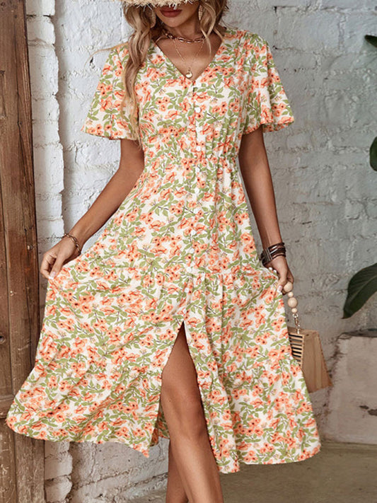 robe femme boutonnée avec imprimé floral