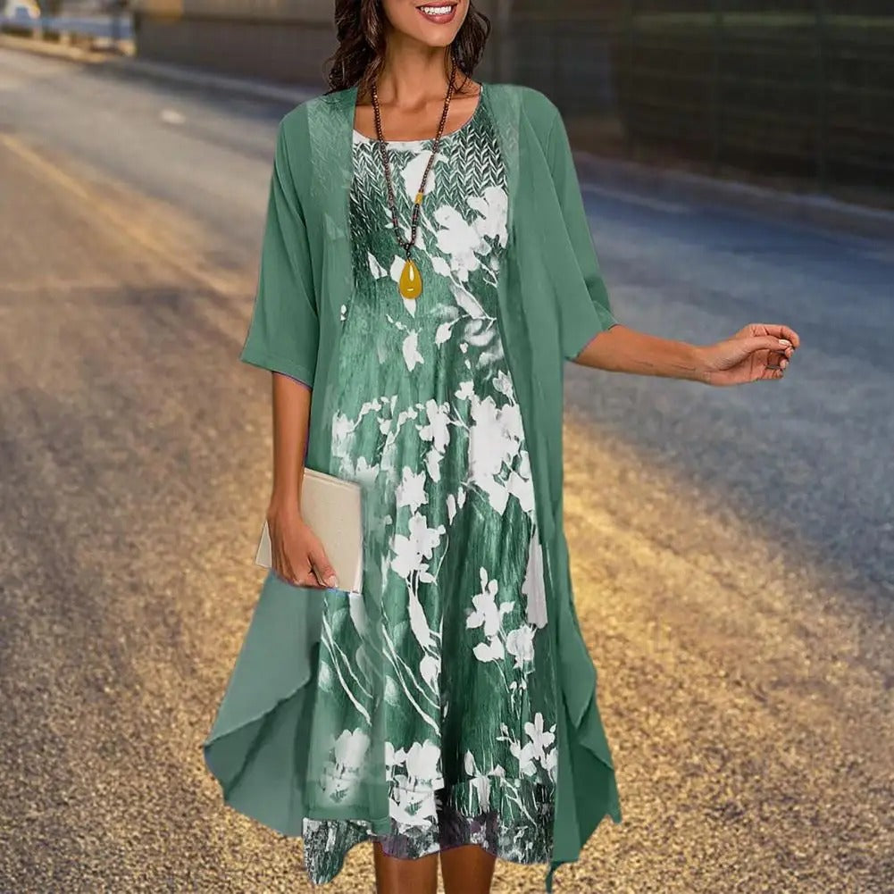 Robe d'été vintage à imprimé floral et élégance décontractée