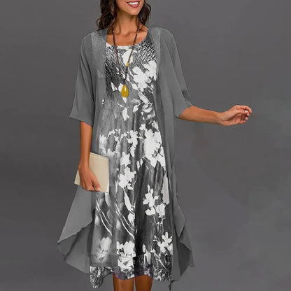Robe d'été vintage à imprimé floral et élégance décontractée