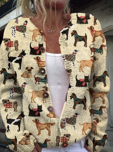 Cardigan pour femmes avec motif de chien amusant : plaisir et chaleur dans votre garde-robe