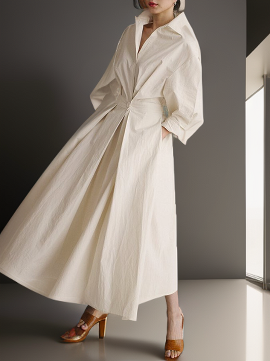 Donita - Robe longue pour femme avec poche et fermeture à boutons, manches longues