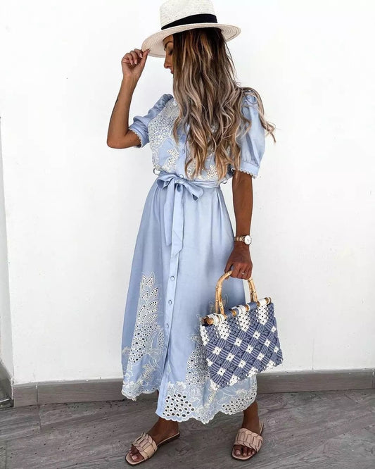 "Antonella" Robe chemise élégante imprimée