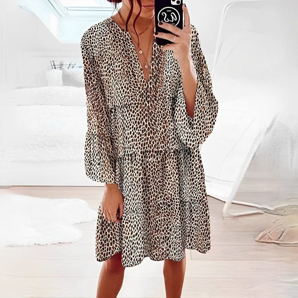 Penelope -Knielong robe à imprimé léopard