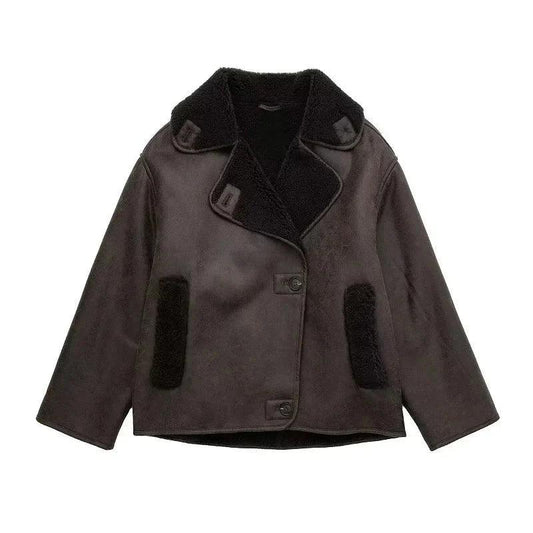 Veste | Veste en cuir pour femme avec doublure en fausse fourrure