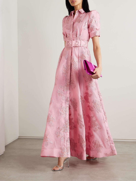 Robe courte à manches bouffantes et motif floral