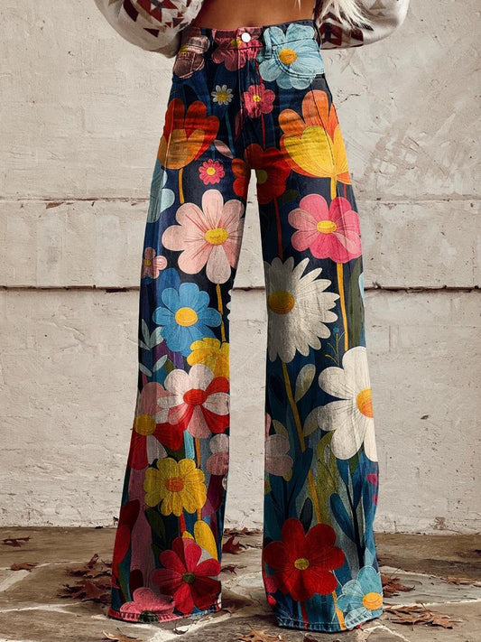 Floral™ | Pantalon à jambes larges à fleurs
