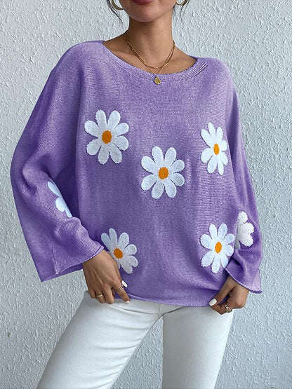 Marie - Pull Automnal Stylé et Confortable avec Fleurs Brodées pour Femmes