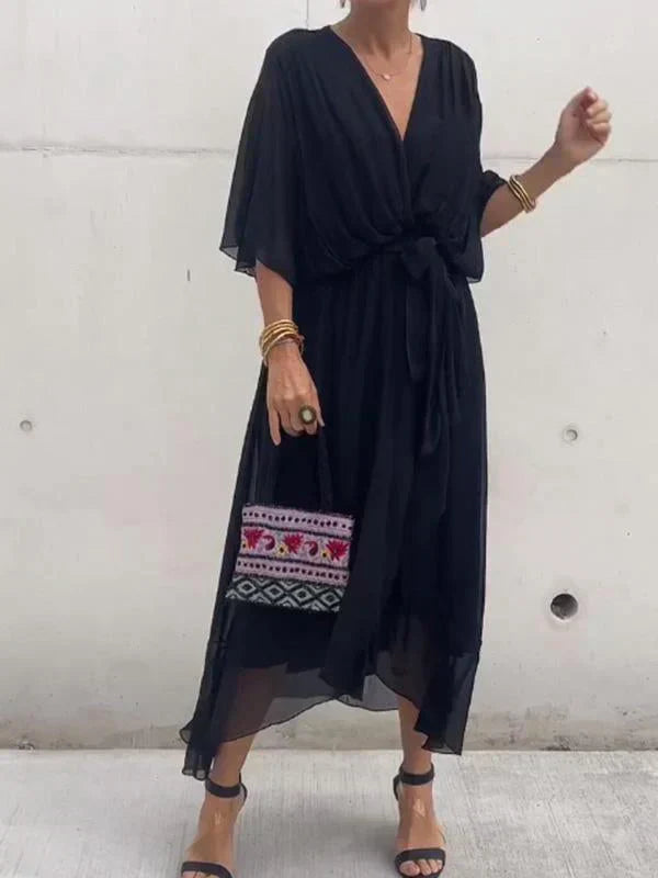 Robe en mousseline avec encolure en V