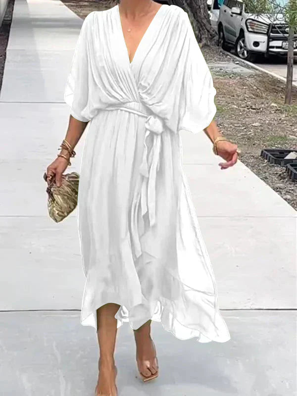 Robe en mousseline avec encolure en V