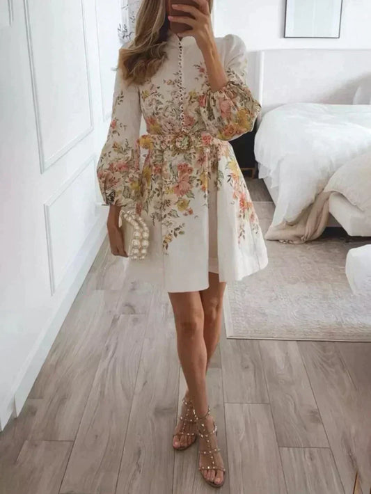Mini robe avec imprimé et fermeture à boutons