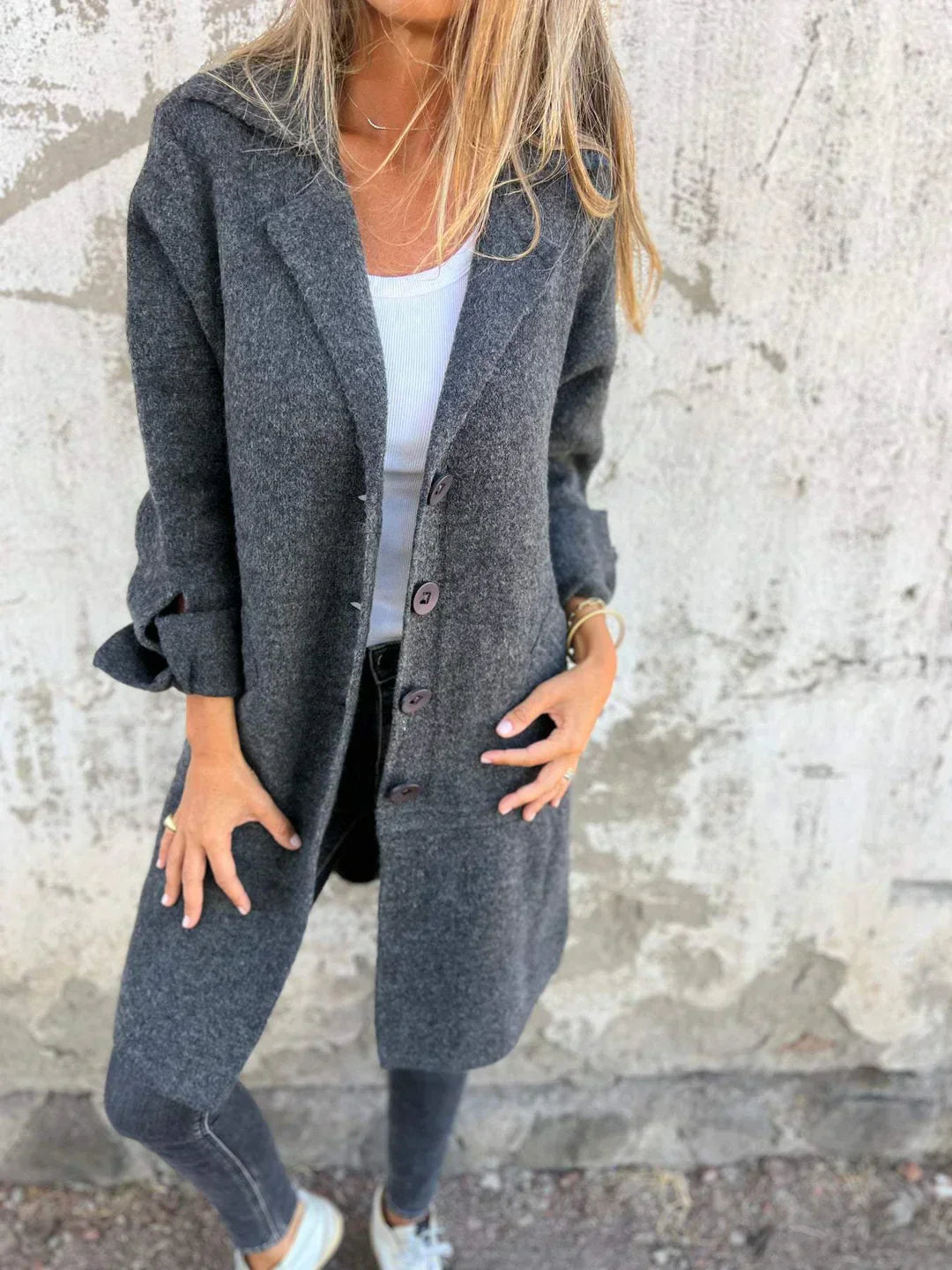 Teni™ | Manteau Long Casual Élégant avec Poches Pratiques