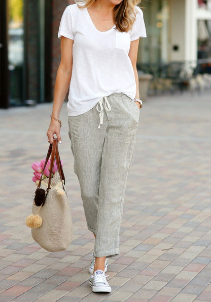 pantalon avec cordon en coton