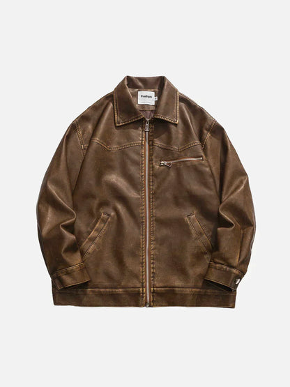 Olivia - Veste en cuir lavé profond