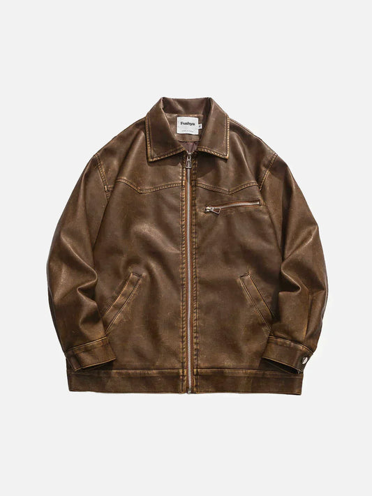 Olivia - Veste en cuir lavé profond
