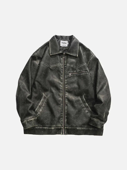 Olivia - Veste en cuir lavé profond