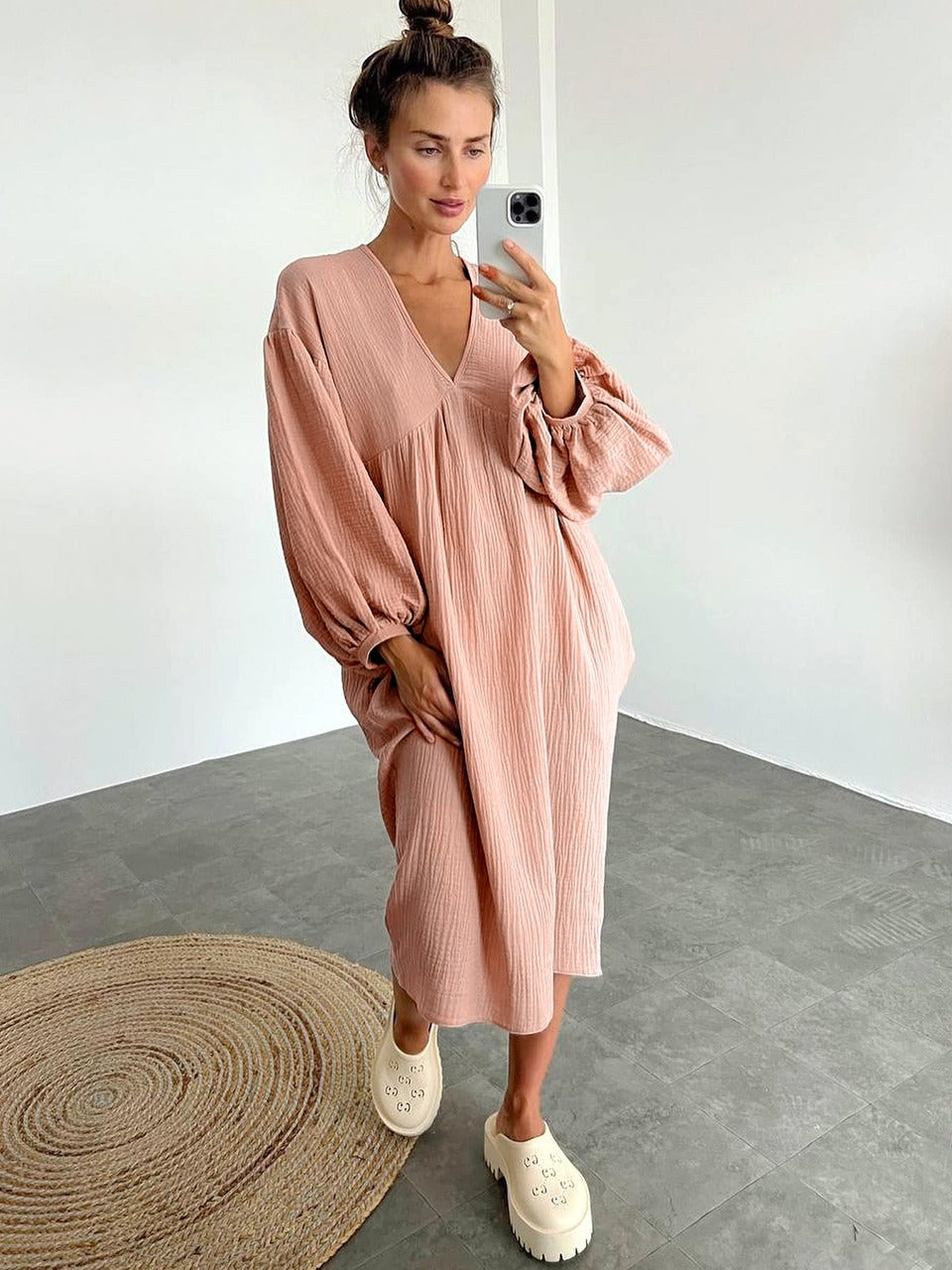 Piper - robe décontractée et ample avec encolure en pointe