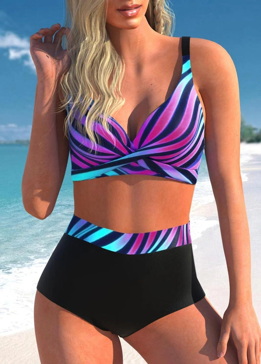 Bikini à pois et rayures