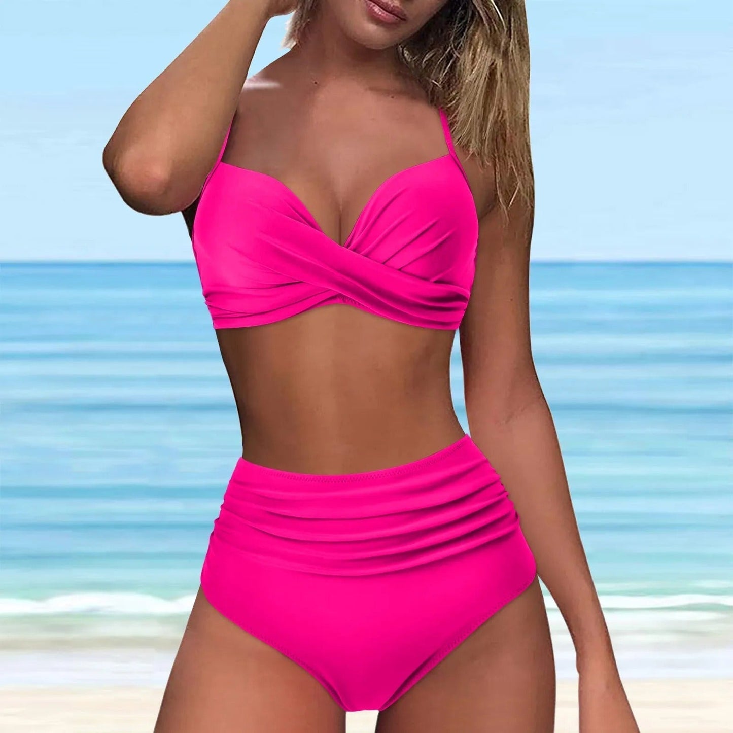 Bikini taille haute avec top pivotant sur le devant