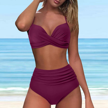 Bikini taille haute avec top pivotant sur le devant