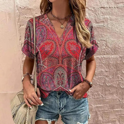 Chemisier pour femmes - Style estival - Manches courtes - Aérien et coloré - Parfait pour les journées chaudes