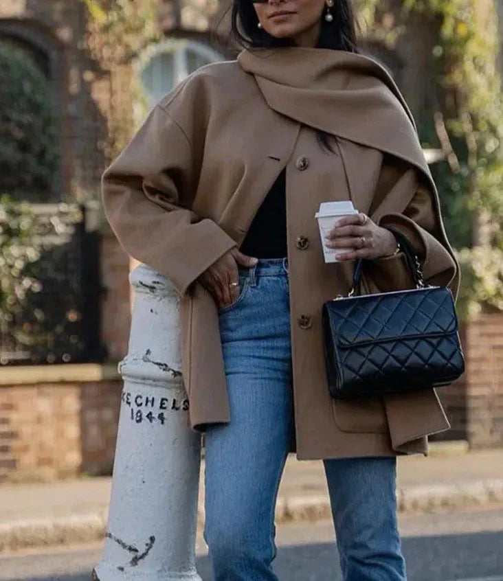 Manteau avec écharpe | Gris - Classique et élégant