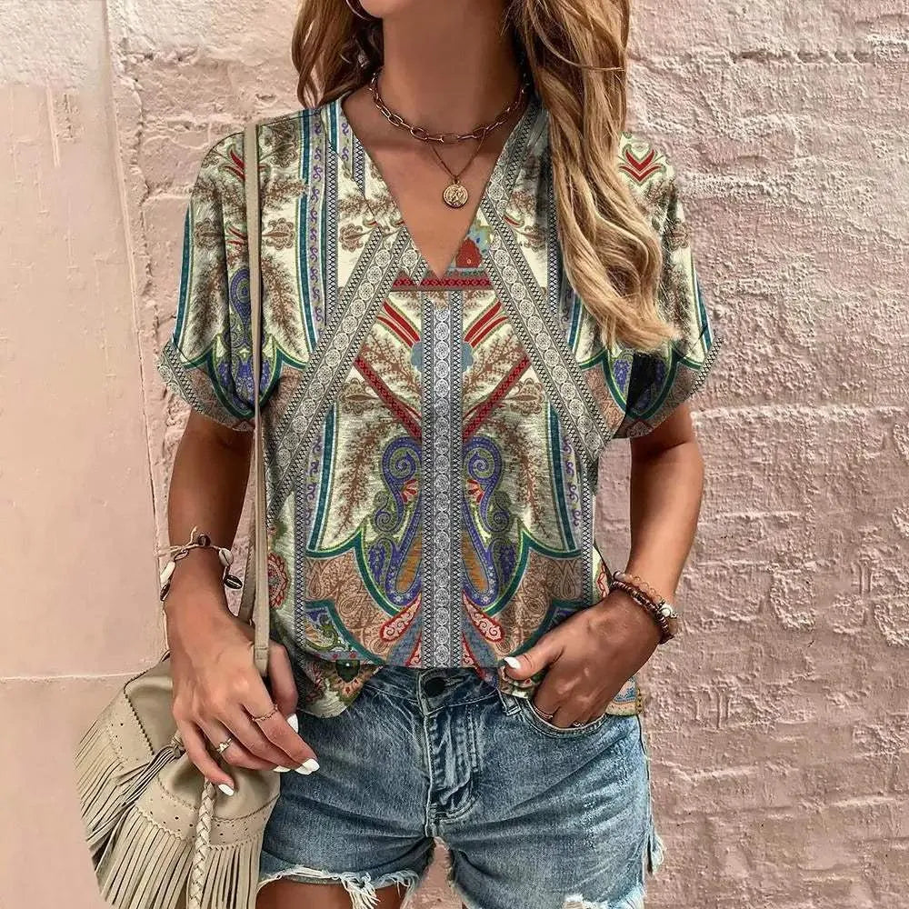 Chemisier pour femmes - Style estival - Manches courtes - Aérien et coloré - Parfait pour les journées chaudes