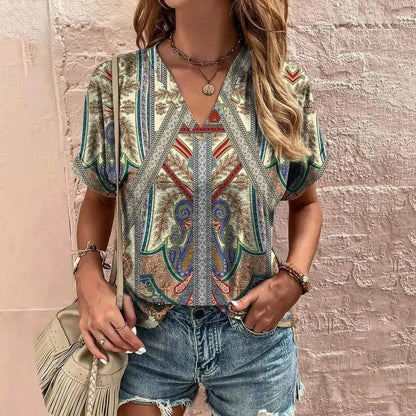 Chemisier pour femmes - Style estival - Manches courtes - Aérien et coloré - Parfait pour les journées chaudes
