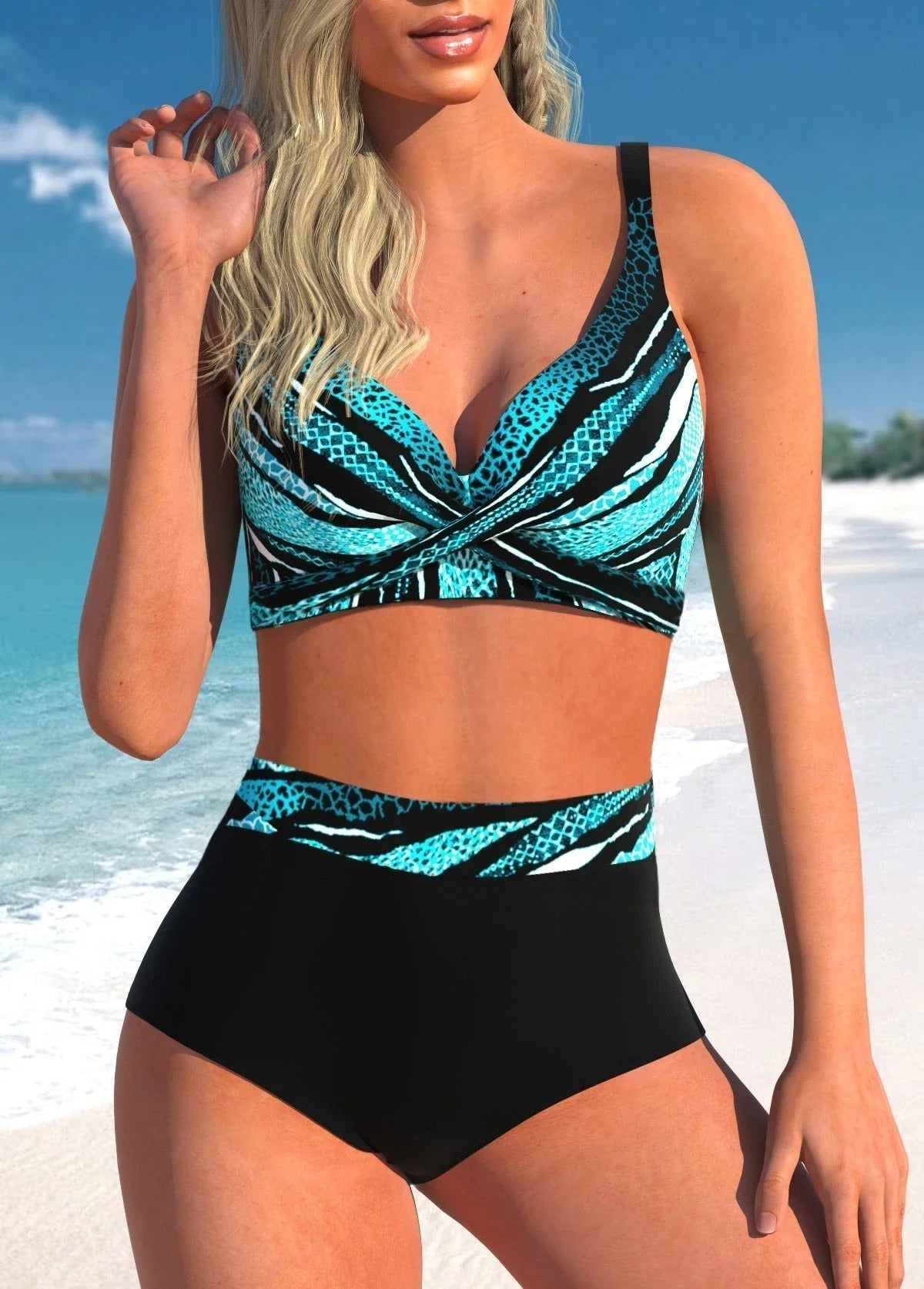 Bikini à pois et rayures