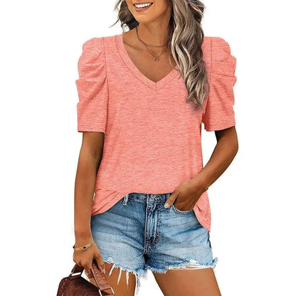 T-shirt pour femmes - Col en V - Coupe ample - Parfait pour les occasions décontractées
