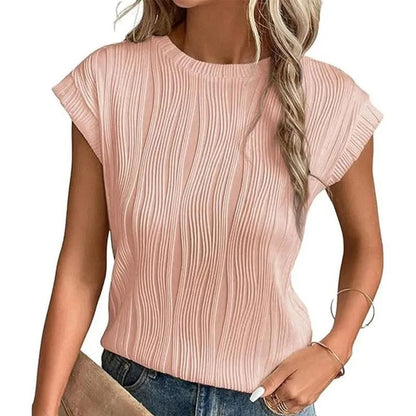 T-shirt d'été à col rond pour femmes