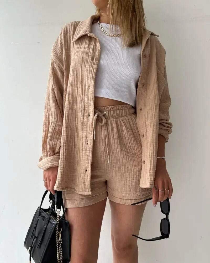 Ensemble d'été pour femmes - Tendance - Chemise aérée et pantalon confortable - Parfait pour les journées chaudes
