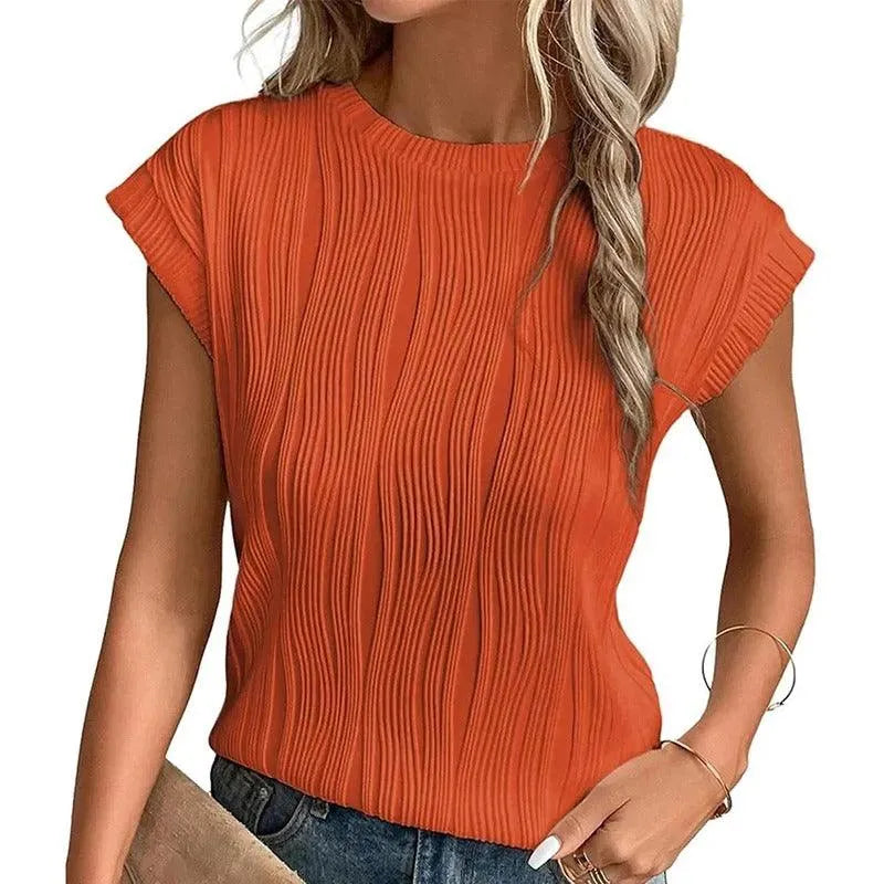 T-shirt d'été à col rond pour femmes