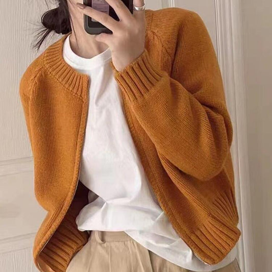 Sophie - Pull Court en Maille Épais avec Fermeture Éclair pour Femmes