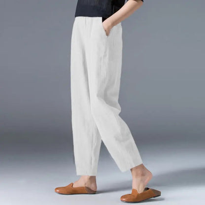 Pantalon bouffant en coton et chanvre pour femmes Mode