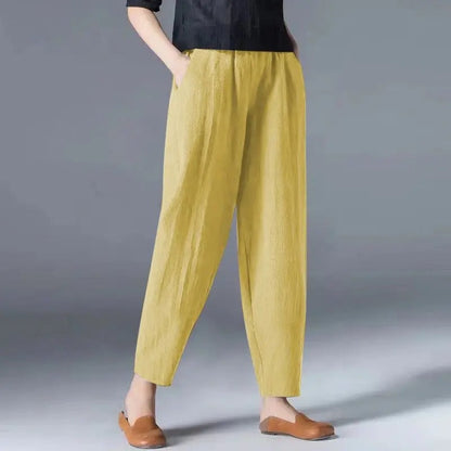 Pantalon bouffant en coton et chanvre pour femmes Mode