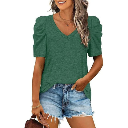 T-shirt pour femmes - Col en V - Coupe ample - Parfait pour les occasions décontractées