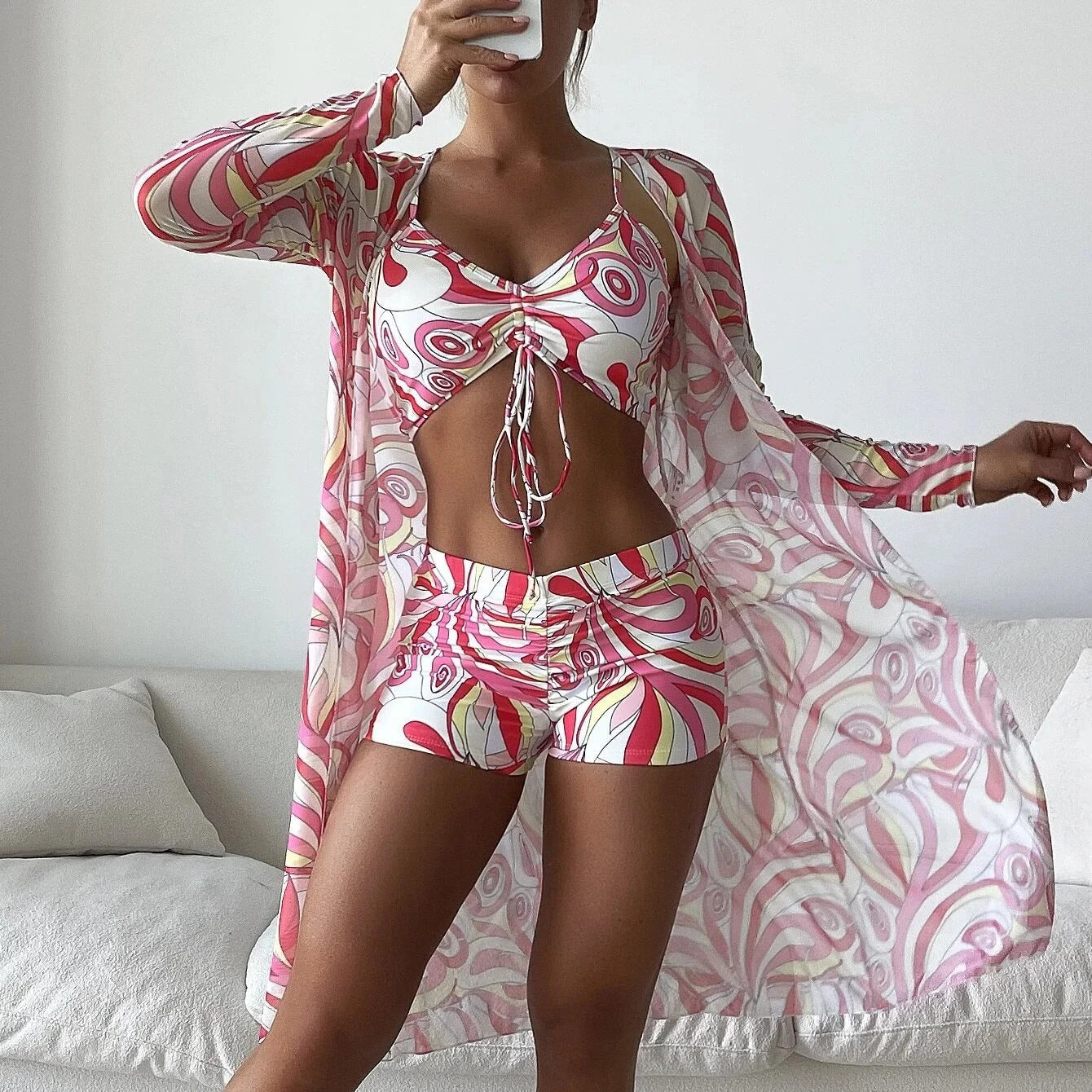 Maillot de bain 3 pièces à motifs