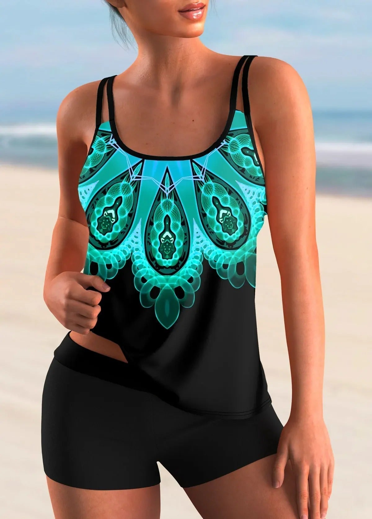 Tankini à ombres florales